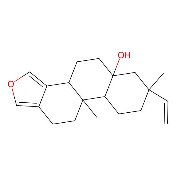 2D Structure of (3bS,5aR,7S,9aS,9bS)-7-ethenyl-7,9b-dimethyl-4,5,6,8,9,9a,10,11-octahydro-3bH-naphtho[2,1-e][2]benzofuran-5a-ol