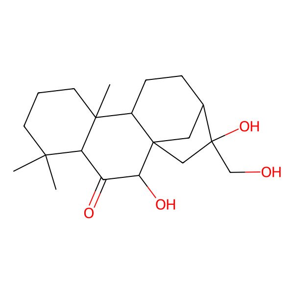 2D Structure of (1R,2S,4R,9S,10S,13R,14R)-2,14-dihydroxy-14-(hydroxymethyl)-5,5,9-trimethyltetracyclo[11.2.1.01,10.04,9]hexadecan-3-one
