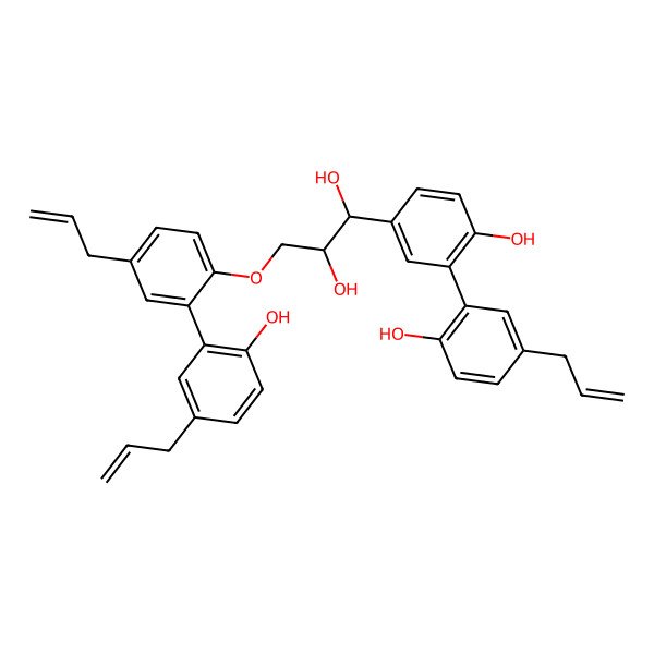 2D Structure of (1R,2R)-1-[4-hydroxy-3-(2-hydroxy-5-prop-2-enylphenyl)phenyl]-3-[2-(2-hydroxy-5-prop-2-enylphenyl)-4-prop-2-enylphenoxy]propane-1,2-diol