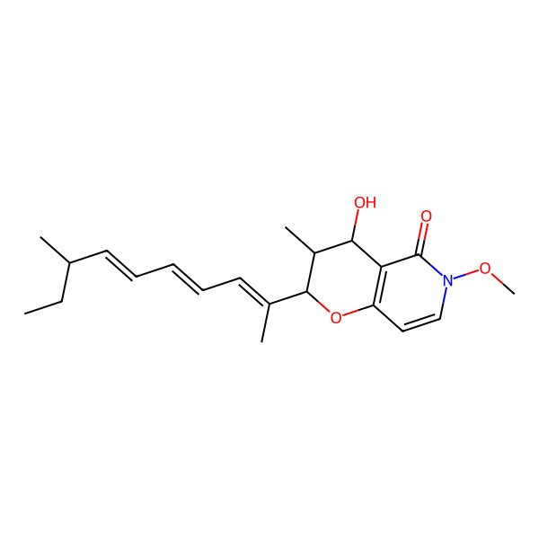 2D Structure of 4-hydroxy-6-methoxy-3-methyl-2-(8-methyldeca-2,4,6-trien-2-yl)-3,4-dihydro-2H-pyrano[3,2-c]pyridin-5-one