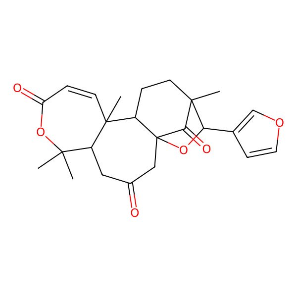 2D Structure of (1S,5R,11S,12R,15S,16S)-16-(furan-3-yl)-6,6,11,15-tetramethyl-7,17-dioxatetracyclo[13.2.1.01,12.05,11]octadec-9-ene-3,8,18-trione