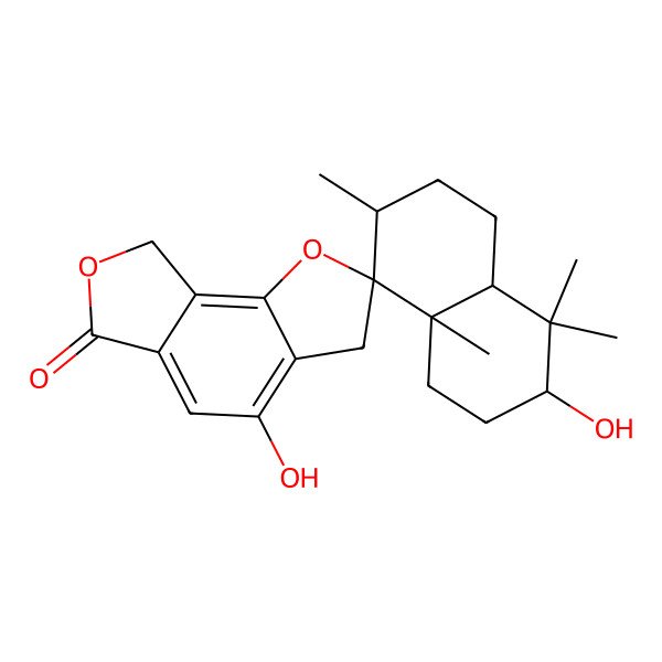 2D Structure of 3,4'-dihydroxy-4,4,7,8a-tetramethylspiro[2,3,4a,5,6,7-hexahydro-1H-naphthalene-8,2'-3,8-dihydrofuro[3,4-g][1]benzofuran]-6'-one