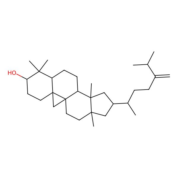 2D Structure of 7,7,12,16-Tetramethyl-14-(6-methyl-5-methylideneheptan-2-yl)pentacyclo[9.7.0.01,3.03,8.012,16]octadecan-6-ol