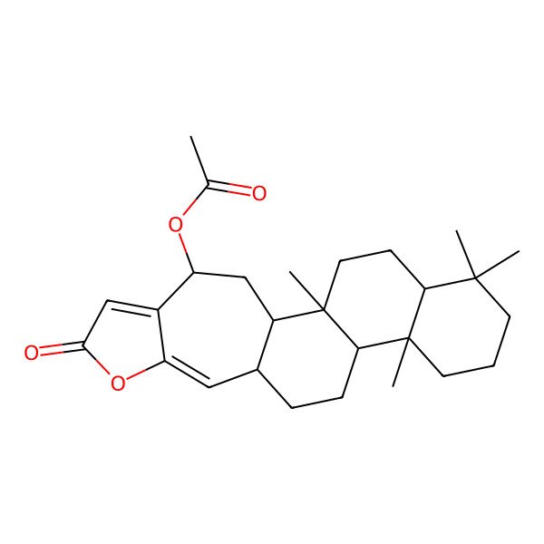 2D Structure of [(1S,2R,4R,11S,14S,15S,20S)-1,15,19,19-tetramethyl-7-oxo-8-oxapentacyclo[12.8.0.02,11.05,9.015,20]docosa-5,9-dien-4-yl] acetate