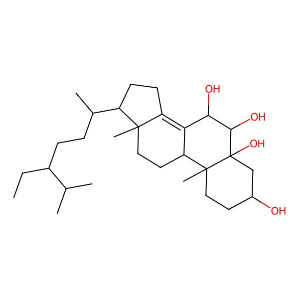 2D Structure of (3S,5R,6R,7S,9S,10R,13R,17R)-17-[(2R,5S)-5-ethyl-6-methylheptan-2-yl]-10,13-dimethyl-1,2,3,4,6,7,9,11,12,15,16,17-dodecahydrocyclopenta[a]phenanthrene-3,5,6,7-tetrol