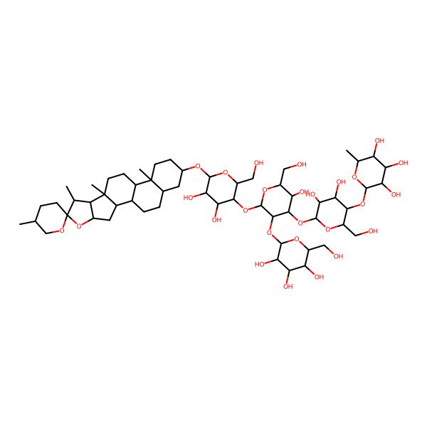 2D Structure of 2-[6-[2-[4,5-Dihydroxy-2-(hydroxymethyl)-6-(5',7,9,13-tetramethylspiro[5-oxapentacyclo[10.8.0.02,9.04,8.013,18]icosane-6,2'-oxane]-16-yl)oxyoxan-3-yl]oxy-5-hydroxy-6-(hydroxymethyl)-3-[3,4,5-trihydroxy-6-(hydroxymethyl)oxan-2-yl]oxyoxan-4-yl]oxy-4,5-dihydroxy-2-(hydroxymethyl)oxan-3-yl]oxy-6-methyloxane-3,4,5-triol
