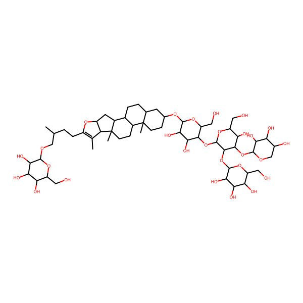2D Structure of 2-[4-[16-[3,4-Dihydroxy-5-[5-hydroxy-6-(hydroxymethyl)-3-[3,4,5-trihydroxy-6-(hydroxymethyl)oxan-2-yl]oxy-4-(3,4,5-trihydroxyoxan-2-yl)oxyoxan-2-yl]oxy-6-(hydroxymethyl)oxan-2-yl]oxy-7,9,13-trimethyl-5-oxapentacyclo[10.8.0.02,9.04,8.013,18]icos-6-en-6-yl]-2-methylbutoxy]-6-(hydroxymethyl)oxane-3,4,5-triol