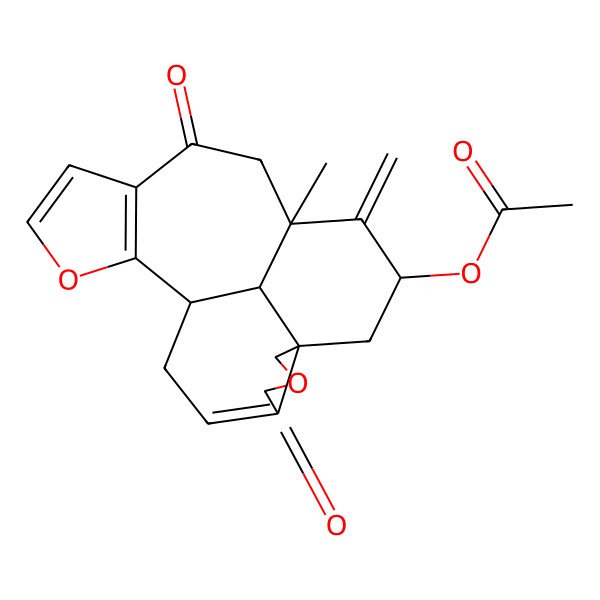 2D Structure of [(1R,8S,10S,12R,20S)-12-methyl-11-methylidene-5,14-dioxo-6,18-dioxapentacyclo[10.7.1.04,8.08,20.015,19]icosa-3,15(19),16-trien-10-yl] acetate