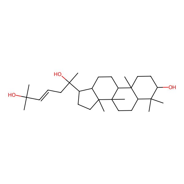 2D Structure of (E,6S)-6-[(3R,5R,8R,9R,10R,13R,14R,17S)-3-hydroxy-4,4,8,10,14-pentamethyl-2,3,5,6,7,9,11,12,13,15,16,17-dodecahydro-1H-cyclopenta[a]phenanthren-17-yl]-2-methylhept-3-ene-2,6-diol