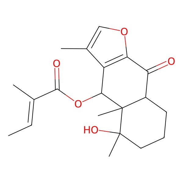 2D Structure of [(4S,4aR,5R,8aS)-5-hydroxy-3,4a,5-trimethyl-9-oxo-6,7,8,8a-tetrahydro-4H-benzo[f][1]benzofuran-4-yl] (E)-2-methylbut-2-enoate