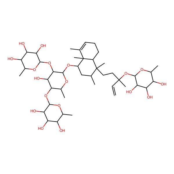 2D Structure of (2S,3R,4S,5R,6R)-2-[(2S,3R,4R,5R,6R)-6-[[(1S,3R,4S,4aR,8aR)-3,4,8,8a-tetramethyl-4-[(3S)-3-methyl-3-[(2S,3R,4S,5R,6R)-3,4,5-trihydroxy-6-methyloxan-2-yl]oxypent-4-enyl]-1,2,3,4a,5,6-hexahydronaphthalen-1-yl]oxy]-4-hydroxy-2-methyl-5-[(2S,3R,4S,5S,6R)-3,4,5-trihydroxy-6-methyloxan-2-yl]oxyoxan-3-yl]oxy-6-methyloxane-3,4,5-triol