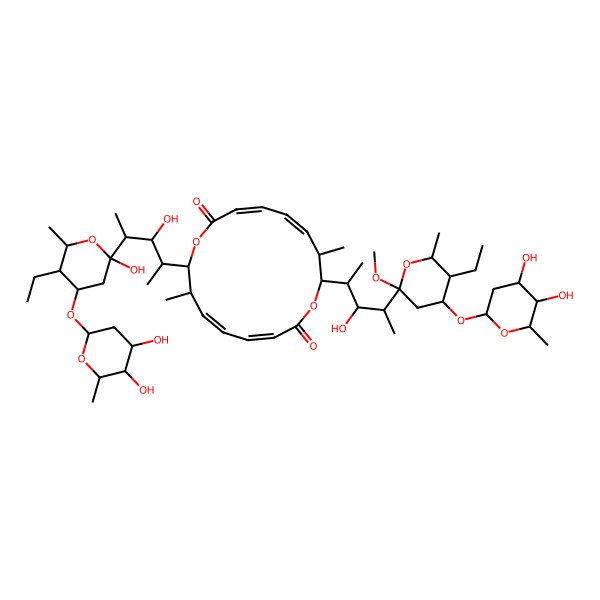 2D Structure of (3E,5E,7S,8S,11E,13E,15S,16S)-8-[(2S,3R,4S)-4-[(2R,4R,5R,6R)-4-[(2R,4S,5S,6S)-4,5-dihydroxy-6-methyloxan-2-yl]oxy-5-ethyl-2-hydroxy-6-methyloxan-2-yl]-3-hydroxypentan-2-yl]-16-[(2S,3R,4S)-4-[(2R,4R,5R,6R)-4-[(2S,4S,5S,6S)-4,5-dihydroxy-6-methyloxan-2-yl]oxy-5-ethyl-2-methoxy-6-methyloxan-2-yl]-3-hydroxypentan-2-yl]-7,15-dimethyl-1,9-dioxacyclohexadeca-3,5,11,13-tetraene-2,10-dione