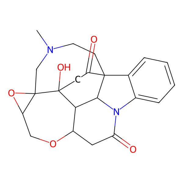 2D Structure of (1S,6R,8R,11R,23S,24R,25S)-23-hydroxy-4-methyl-7,10-dioxa-4,14-diazaheptacyclo[12.6.5.01,25.06,8.06,23.011,24.015,20]pentacosa-15,17,19-triene-13,21-dione