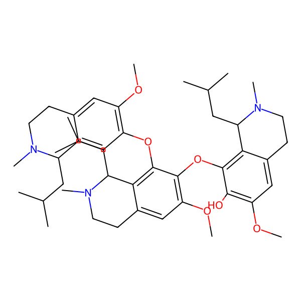 2D Structure of (1S)-6-methoxy-8-[[(1S)-6-methoxy-8-[[(1S)-6-methoxy-2-methyl-1-(2-methylpropyl)-3,4-dihydro-1H-isoquinolin-7-yl]oxy]-2-methyl-1-(2-methylpropyl)-3,4-dihydro-1H-isoquinolin-7-yl]oxy]-2-methyl-1-(2-methylpropyl)-3,4-dihydro-1H-isoquinolin-7-ol