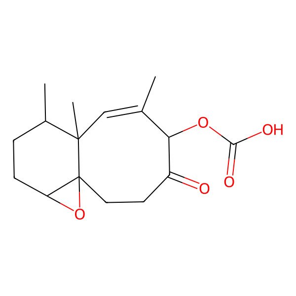 2D Structure of [(1S,5S,6Z,8S,9S,12R)-6,8,9-trimethyl-4-oxo-13-oxatricyclo[6.5.0.01,12]tridec-6-en-5-yl] hydrogen carbonate