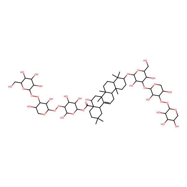 2D Structure of [5-[3,5-Dihydroxy-4-[3,4,5-trihydroxy-6-(hydroxymethyl)oxan-2-yl]peroxyoxan-2-yl]peroxy-3,4,6-trihydroxyoxan-2-yl] 10-[4-[3,5-dihydroxy-4-(3,4,5-trihydroxyoxan-2-yl)peroxyoxan-2-yl]oxy-3,5-dihydroxy-6-(hydroxymethyl)oxan-2-yl]oxy-5-hydroxy-2,2,6a,6b,9,9,12a-heptamethyl-1,3,4,5,6,6a,7,8,8a,10,11,12,13,14b-tetradecahydropicene-4a-carboxylate