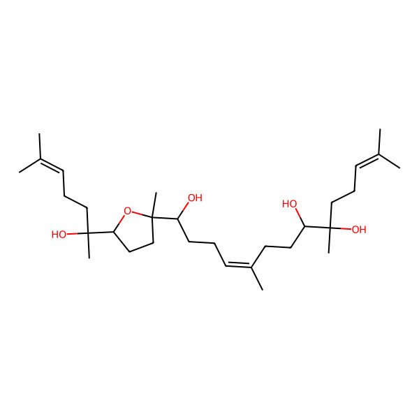 2D Structure of 1-[5-(2-Hydroxy-6-methylhept-5-en-2-yl)-2-methyloxolan-2-yl]-5,9,13-trimethyltetradeca-4,12-diene-1,8,9-triol