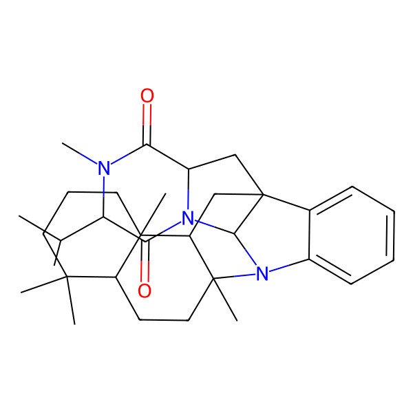 2D Structure of 4,8,8,12,18-Pentamethyl-17-propan-2-yl-13,15,18-triazaheptacyclo[11.8.6.01,14.03,12.04,9.015,20.022,27]heptacosa-22,24,26-triene-16,19-dione