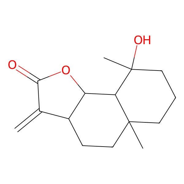 2D Structure of (3aS,5aR,9S,9aS,9bS)-9-hydroxy-5a,9-dimethyl-3-methylidene-3a,4,5,6,7,8,9a,9b-octahydrobenzo[g][1]benzofuran-2-one