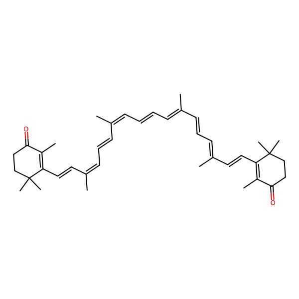 2D Structure of 2,4,4-trimethyl-3-[(9E,11E,13E,15E,17E)-3,7,12,16-tetramethyl-18-(2,6,6-trimethyl-3-oxocyclohexen-1-yl)octadeca-1,3,5,7,9,11,13,15,17-nonaenyl]cyclohex-2-en-1-one