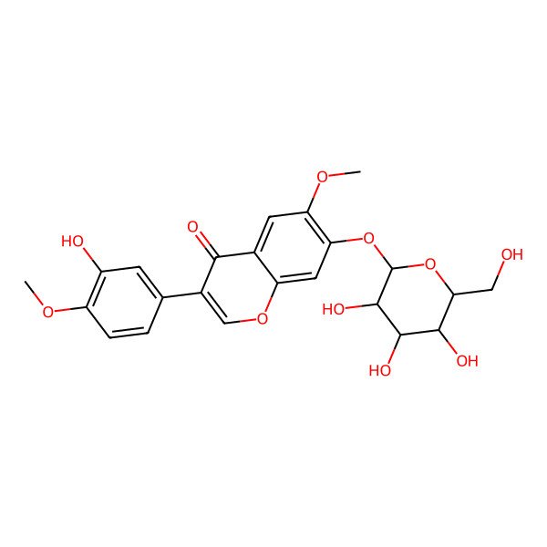 2D Structure of 3-(3-Hydroxy-4-methoxyphenyl)-6-methoxy-7-[3,4,5-trihydroxy-6-(hydroxymethyl)oxan-2-yl]oxychromen-4-one