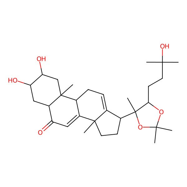 2D Structure of 2,3-Dihydroxy-17-[5-(3-hydroxy-3-methylbutyl)-2,2,4-trimethyl-1,3-dioxolan-4-yl]-10,14-dimethyl-1,2,3,4,5,9,11,15,16,17-decahydrocyclopenta[a]phenanthren-6-one