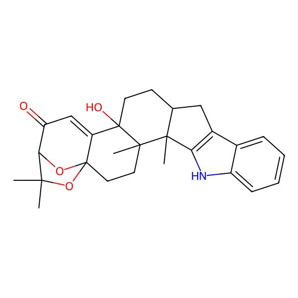 2D Structure of (1R,4S,5R,16R,19R,23S)-19-hydroxy-4,5,24,24-tetramethyl-25,26-dioxa-7-azaheptacyclo[21.2.1.01,20.04,19.05,16.06,14.08,13]hexacosa-6(14),8,10,12,20-pentaen-22-one