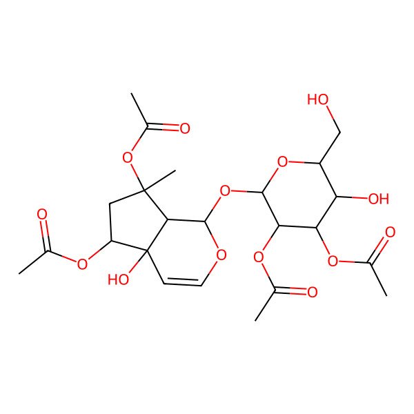 2D Structure of [(1S,4aS,5R,7S,7aS)-7-acetyloxy-1-[3,4-diacetyloxy-5-hydroxy-6-(hydroxymethyl)oxan-2-yl]oxy-4a-hydroxy-7-methyl-1,5,6,7a-tetrahydrocyclopenta[c]pyran-5-yl] acetate