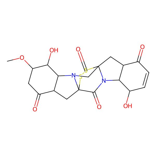 2D Structure of 5,15-Dihydroxy-16-methoxy-21,22-dithia-3,13-diazahexacyclo[9.9.2.01,13.03,11.04,9.014,19]docos-6-ene-2,8,12,18-tetrone