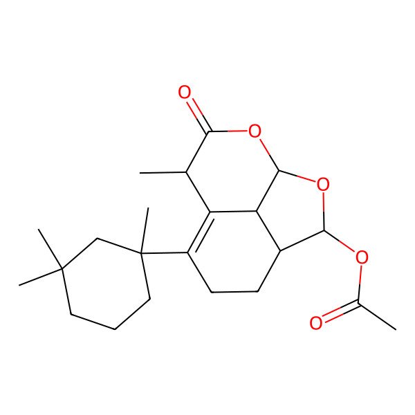 2D Structure of [9-Methyl-10-oxo-7-(1,3,3-trimethylcyclohexyl)-2,11-dioxatricyclo[6.3.1.04,12]dodec-7-en-3-yl] acetate