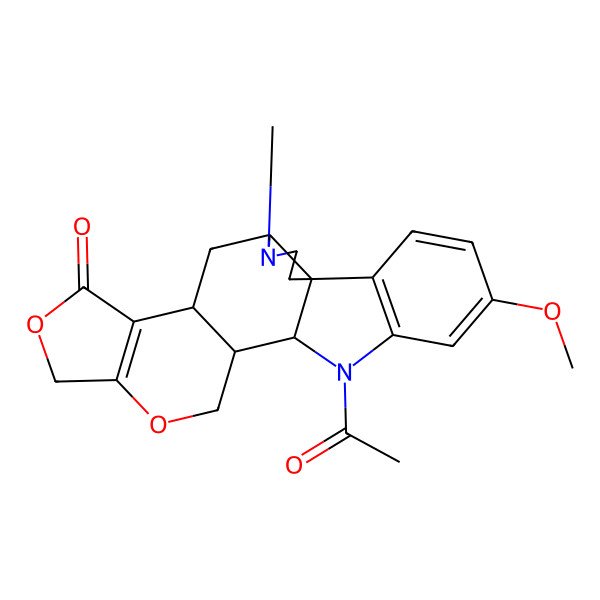 2D Structure of (1R,5S,7R,15R,16S)-17-acetyl-20-methoxy-4-methyl-10,13-dioxa-4,17-diazahexacyclo[14.7.0.01,5.07,15.08,12.018,23]tricosa-8(12),18(23),19,21-tetraen-9-one