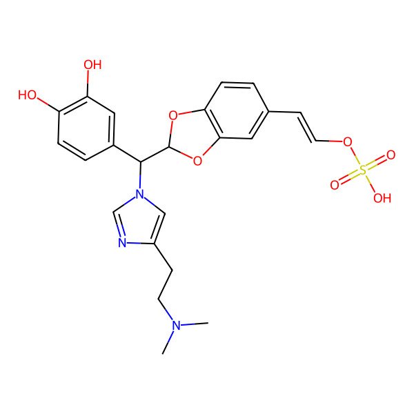 2D Structure of [(E)-2-[2-[(3,4-dihydroxyphenyl)-[4-[2-(dimethylamino)ethyl]imidazol-1-yl]methyl]-1,3-benzodioxol-5-yl]ethenyl] hydrogen sulfate