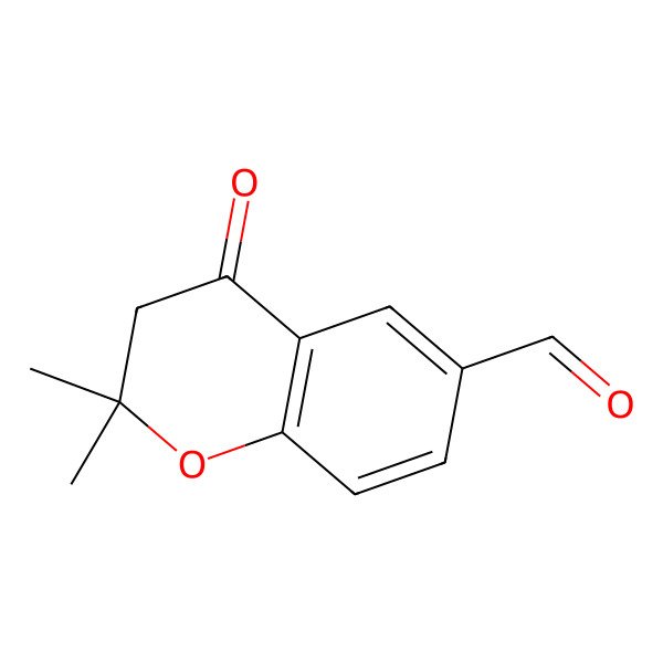 2D Structure of 2H-1-Benzopyran-6-carboxaldehyde, 3,4-dihydro-2,2-dimethyl-4-oxo-