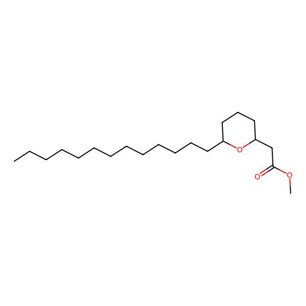 2D Structure of 2H-Pyran-2-acetic acid, tetrahydro-6-tridecyl-, methyl ester