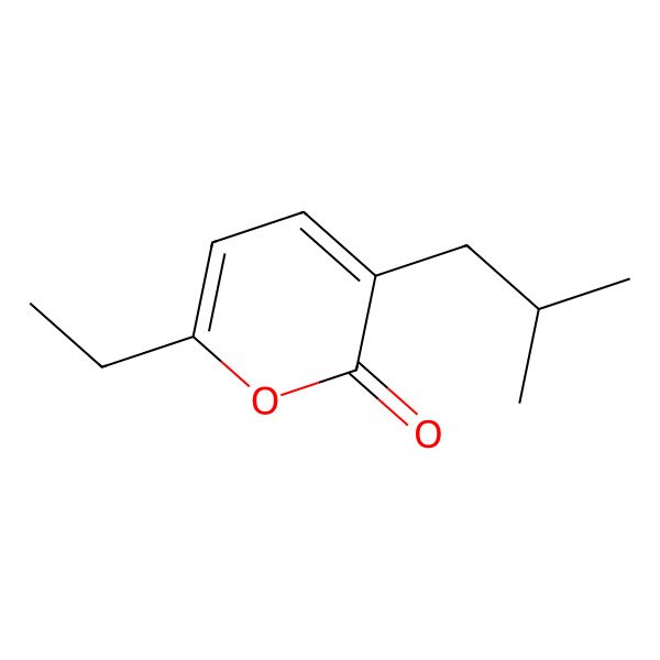 2D Structure of 2H-Pyran-2-one, 6-ethyl-3-(2-methylpropyl)-