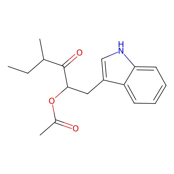 2D Structure of [(2R)-1-(1H-indol-3-yl)-4-methyl-3-oxohexan-2-yl] acetate
