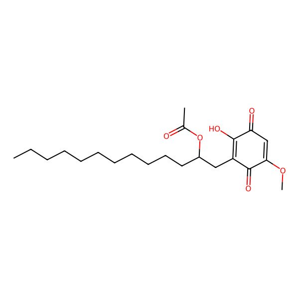2D Structure of [(2R)-1-(2-hydroxy-5-methoxy-3,6-dioxocyclohexa-1,4-dien-1-yl)tridecan-2-yl] acetate