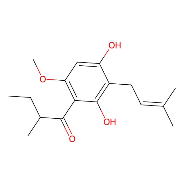 2D Structure of (2R)-1-[2,4-dihydroxy-6-methoxy-3-(3-methylbut-2-enyl)phenyl]-2-methylbutan-1-one