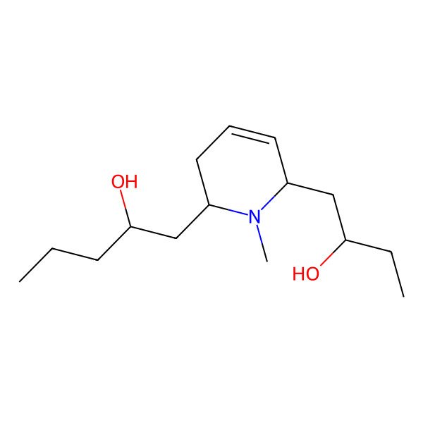 2D Structure of (2R)-1-[(2S,6R)-6-[(2R)-2-hydroxybutyl]-1-methyl-3,6-dihydro-2H-pyridin-2-yl]pentan-2-ol