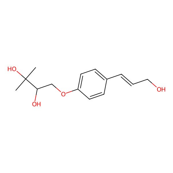 2D Structure of (2R)-1-[4-(3-hydroxyprop-1-enyl)phenoxy]-3-methylbutane-2,3-diol