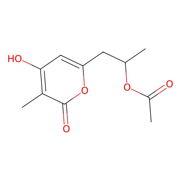 2D Structure of [(2R)-1-(4-hydroxy-5-methyl-6-oxopyran-2-yl)propan-2-yl] acetate