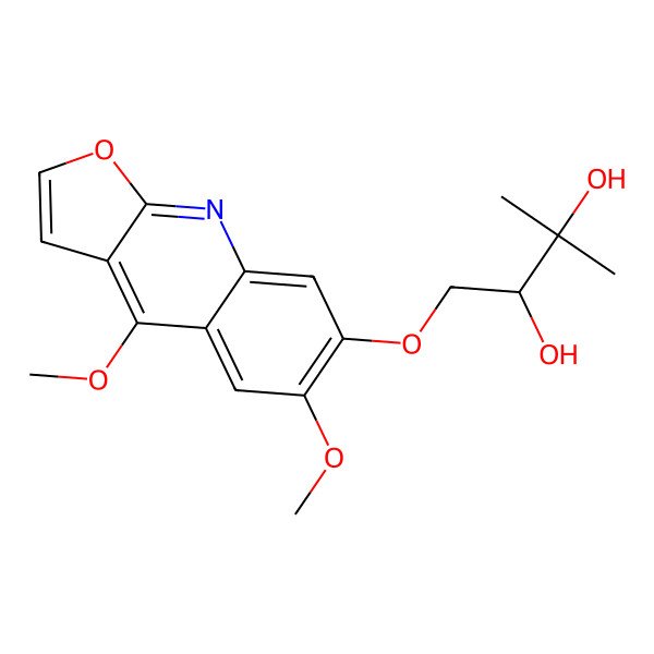 2D Structure of (2R)-1-(4,6-dimethoxyfuro[2,3-b]quinolin-7-yl)oxy-3-methylbutane-2,3-diol