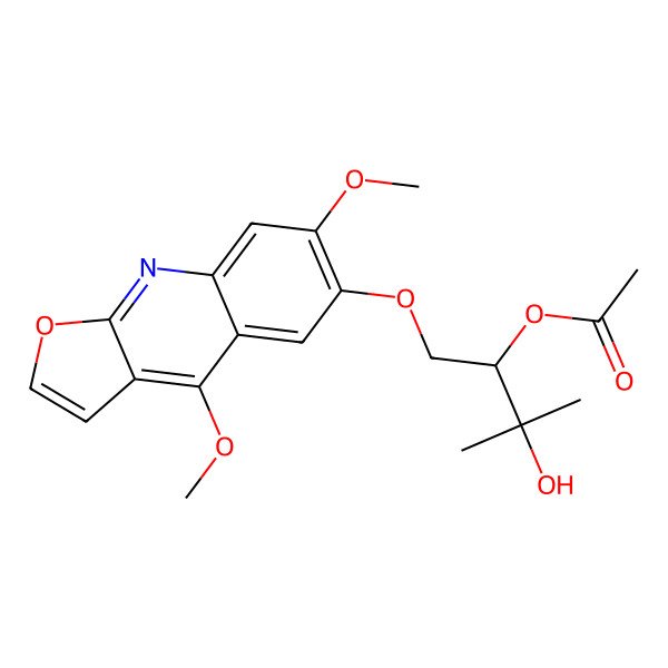 2D Structure of [(2R)-1-(4,7-dimethoxyfuro[2,3-b]quinolin-6-yl)oxy-3-hydroxy-3-methylbutan-2-yl] acetate