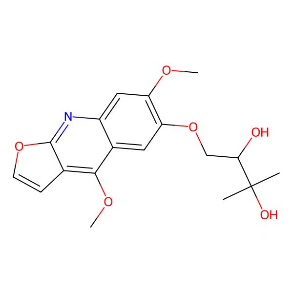 2D Structure of (2R)-1-(4,7-dimethoxyfuro[2,3-b]quinolin-6-yl)oxy-3-methylbutane-2,3-diol