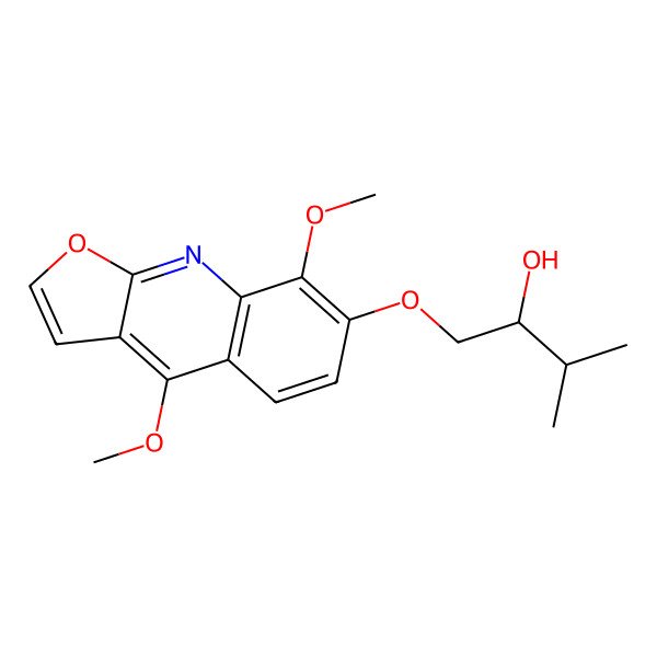 2D Structure of (2R)-1-(4,8-dimethoxyfuro[2,3-b]quinolin-7-yl)oxy-3-methylbutan-2-ol