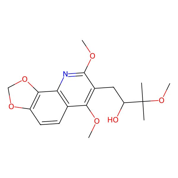 2D Structure of (2R)-1-(6,8-dimethoxy-[1,3]dioxolo[4,5-h]quinolin-7-yl)-3-methoxy-3-methylbutan-2-ol