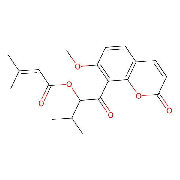 2D Structure of [(2R)-1-(7-methoxy-2-oxochromen-8-yl)-3-methyl-1-oxobutan-2-yl] 3-methylbut-2-enoate