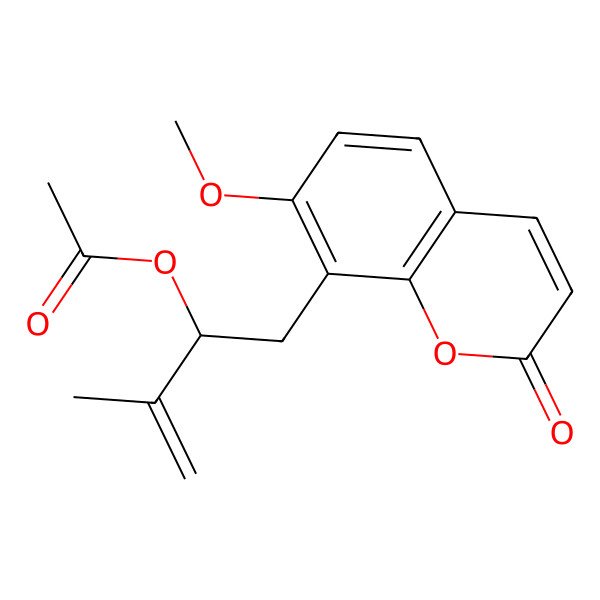 2D Structure of [(2R)-1-(7-methoxy-2-oxochromen-8-yl)-3-methylbut-3-en-2-yl] acetate