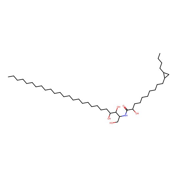 2D Structure of (2R)-10-(2-butylcyclopropyl)-2-hydroxy-N-[(3S,4R)-1,3,4-trihydroxyhexacosan-2-yl]decanamide