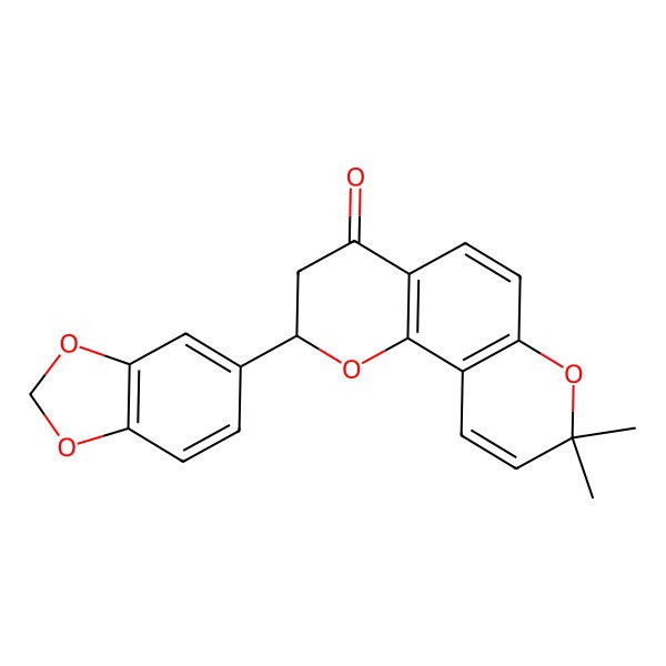 2D Structure of (2R)-2-(1,3-benzodioxol-5-yl)-8,8-dimethyl-2,3-dihydropyrano[2,3-f]chromen-4-one